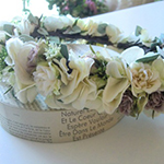 アイボリー、アンティークブラウン　紫陽花×ローズ　ボリューミー花冠